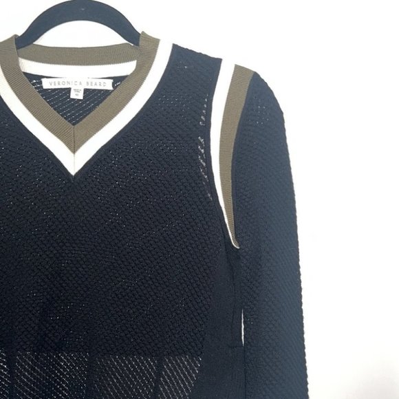 VERONICA Beard V-neck Mesh Pullover with pleated back size XS - Picture 6 of 14